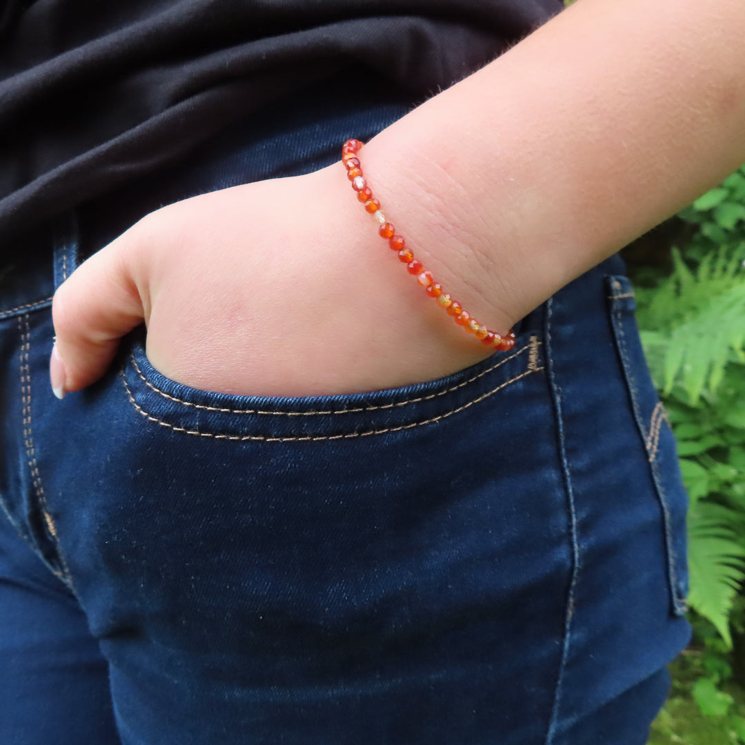 3mm Faceted Carnelian Crystal Bracelet
