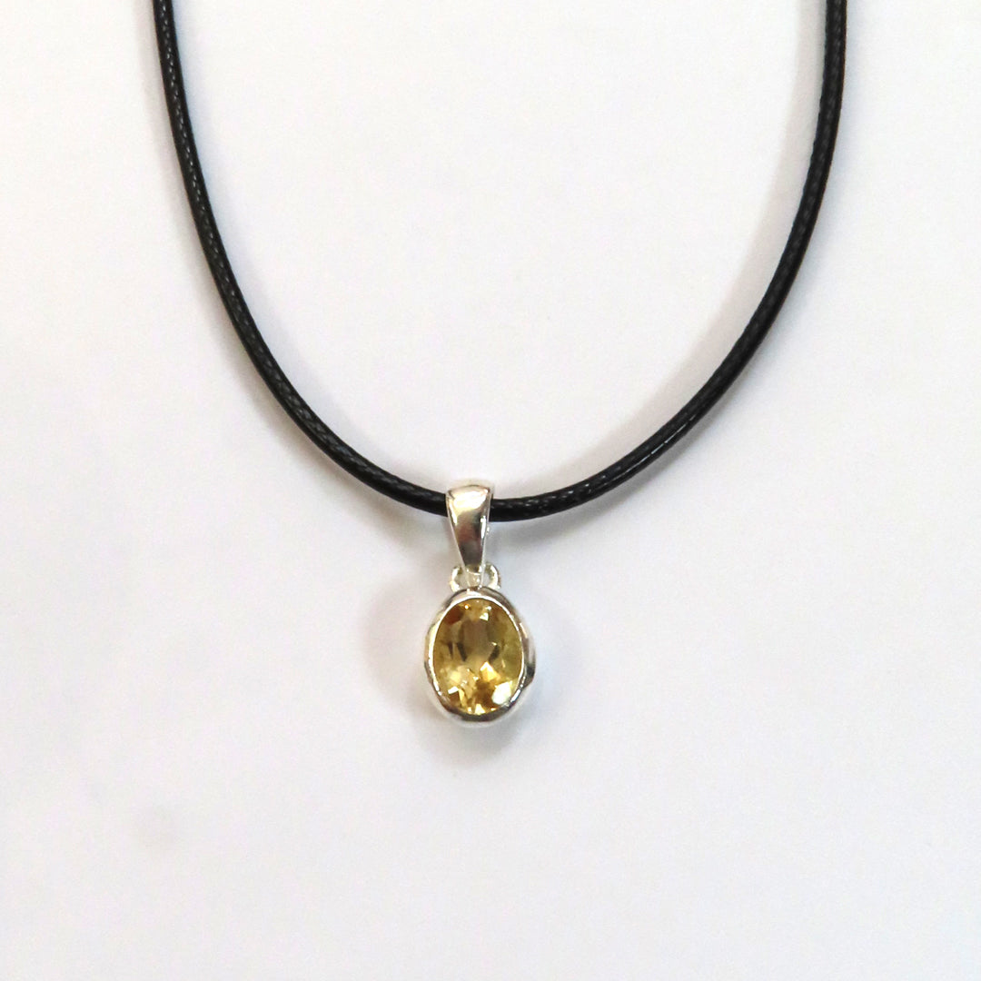 Sterling Silver & Citrine Mini Oval Pendant