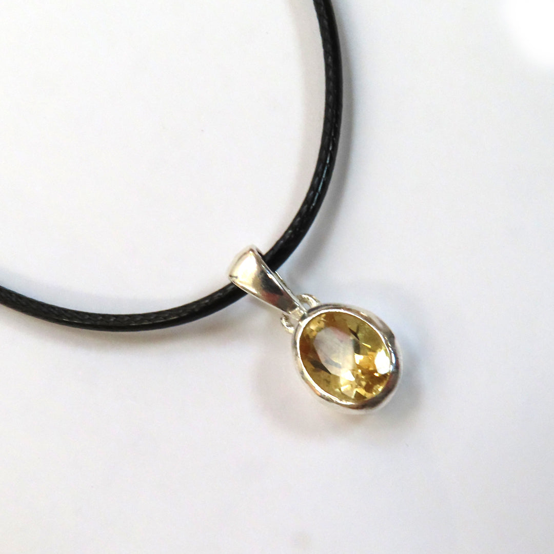 Sterling Silver & Citrine Mini Oval Pendant