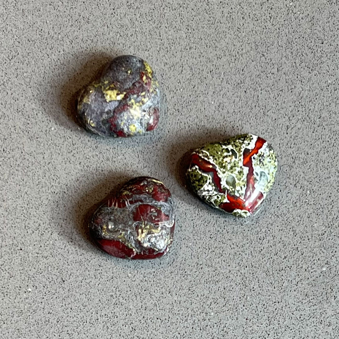Dragon's Blood Jasper Hearts - Strength and Courage