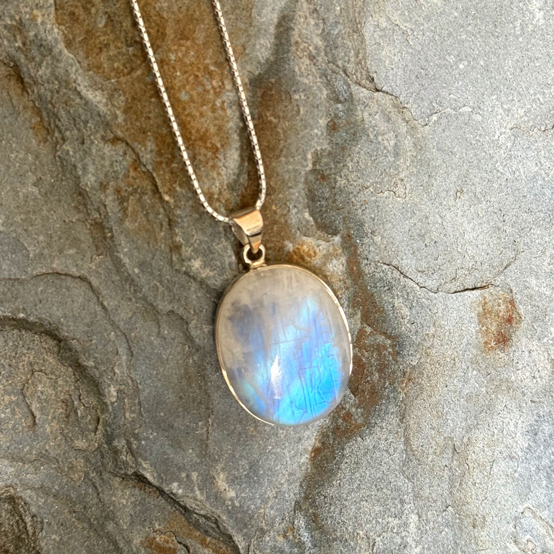 Handcrafted Moonstone and Silver Necklace Pendant