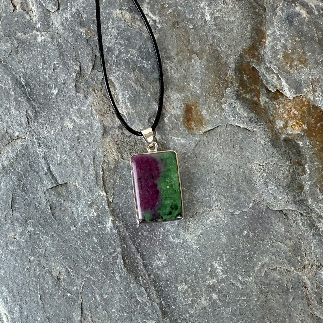 Ruby Zoisite set in Sterling Silver