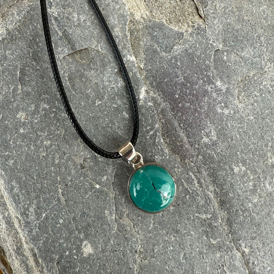 Tibetan Turquoise Pendant set in Sterling Silver