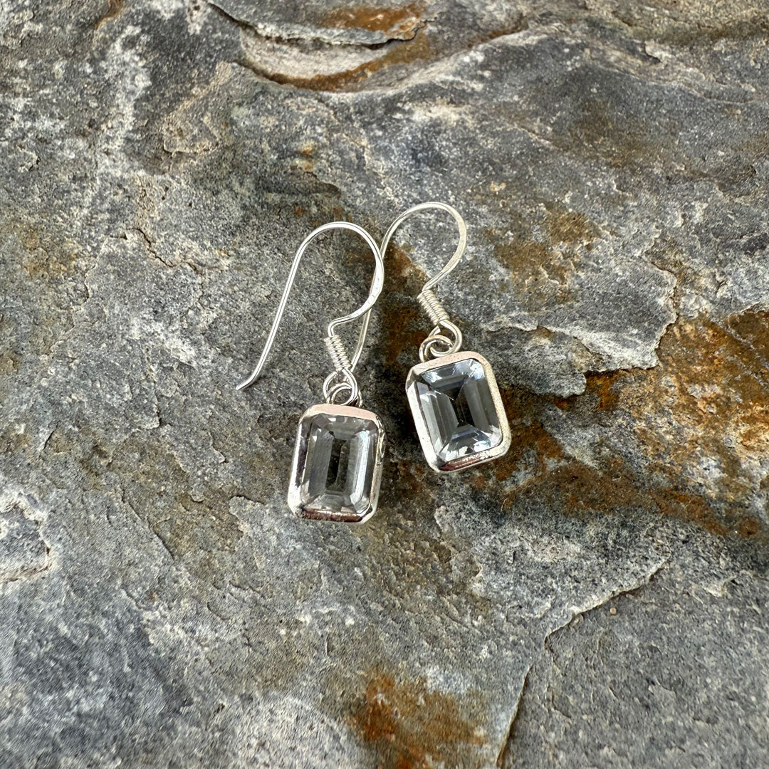 Aquamarine Earrings Set In Sterling Silver