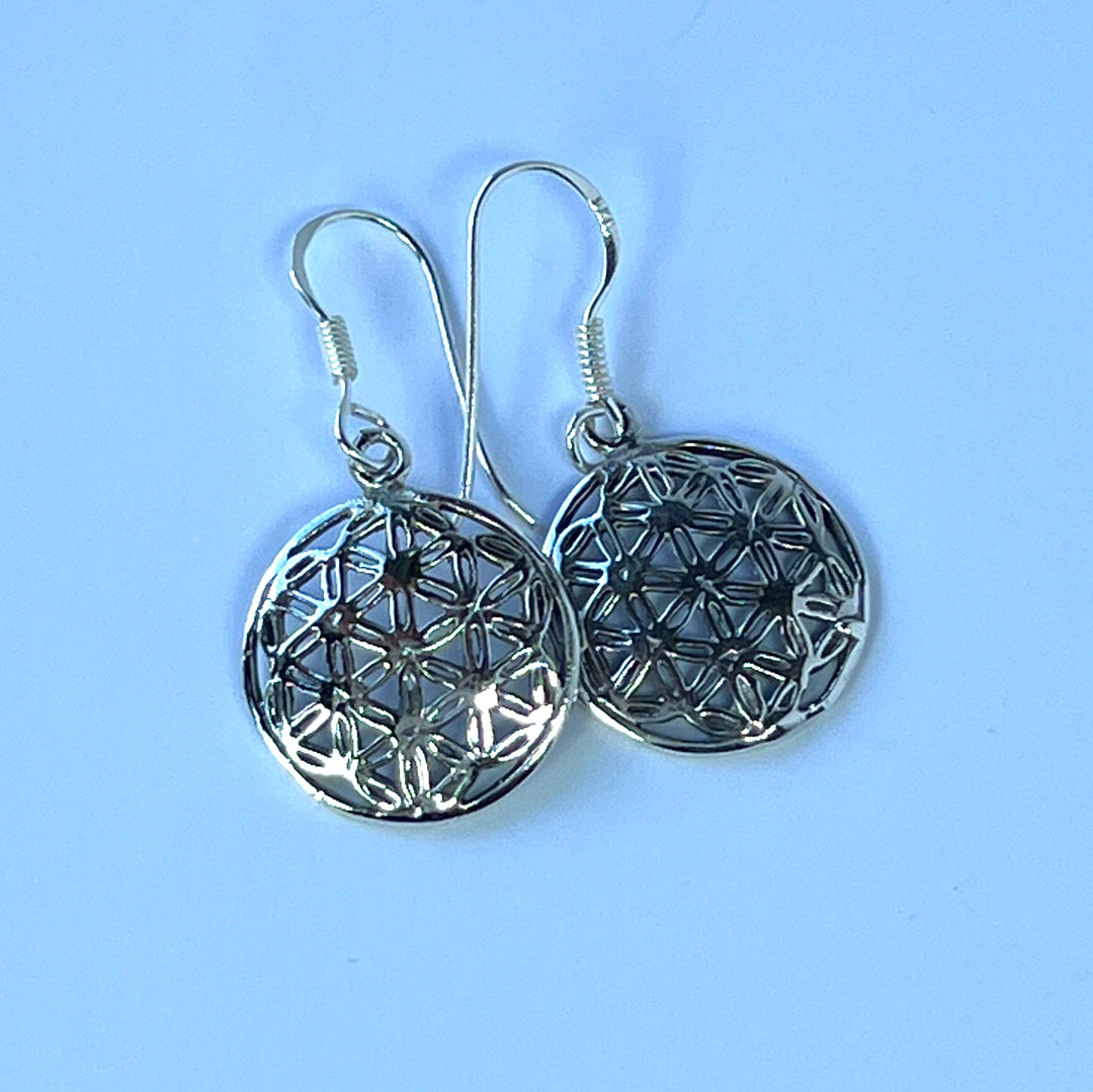 Sterling Silver Flower of Life Earrings