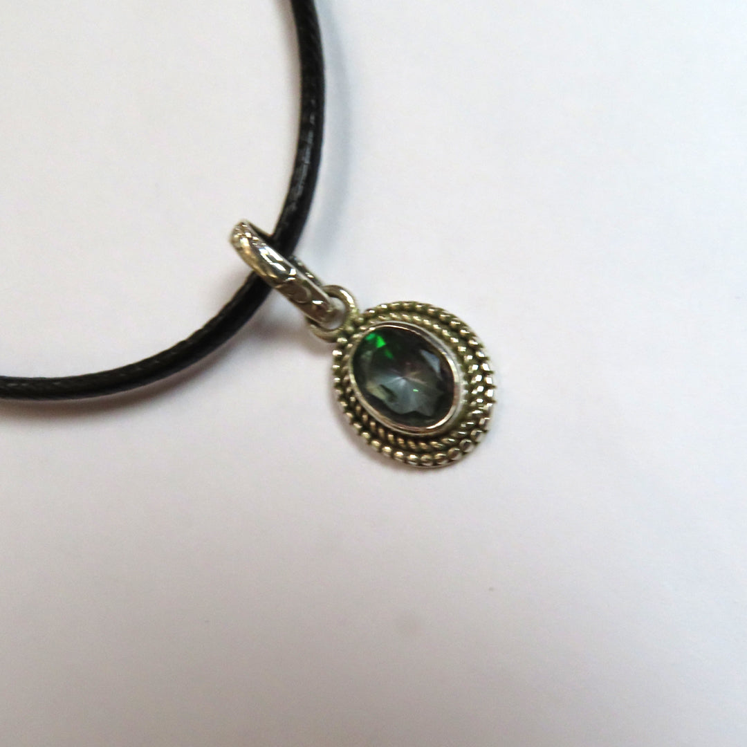 Sterling Silver & Fluorite Mini Oval Pendant