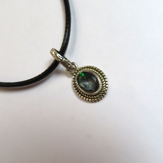 Sterling Silver & Fluorite Mini Oval Pendant