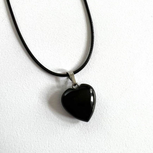 Black Obsidian Heart Necklace