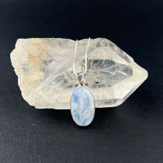 Handcrafted Blue Moonstone and Silver Necklace Pendant