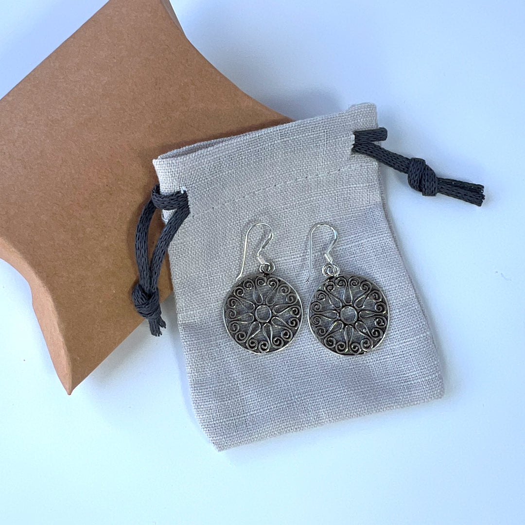 Sterling Silver Mandala Earrings