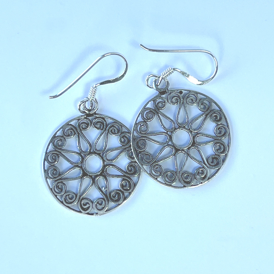 Sterling Silver Mandala Earrings