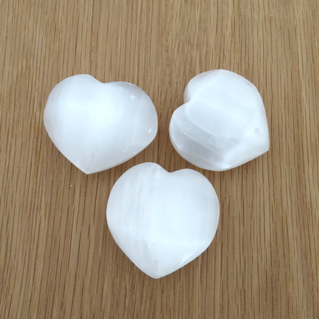 Selenite (Satin Spar) Hearts - Medium