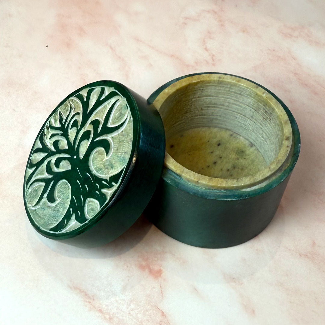 Tree of Life Soapstone Mini Round Box