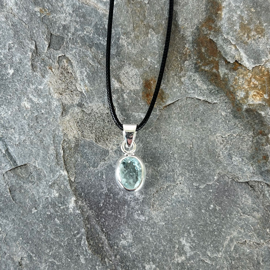 Pendentif En Argent 925 Et Pierres Naturelles - Aquamarine Amazonite Jasper - Fait Main 2 Pouces