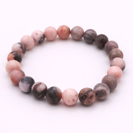 Pink Zebra Jasper Bracelet 8mm Beads