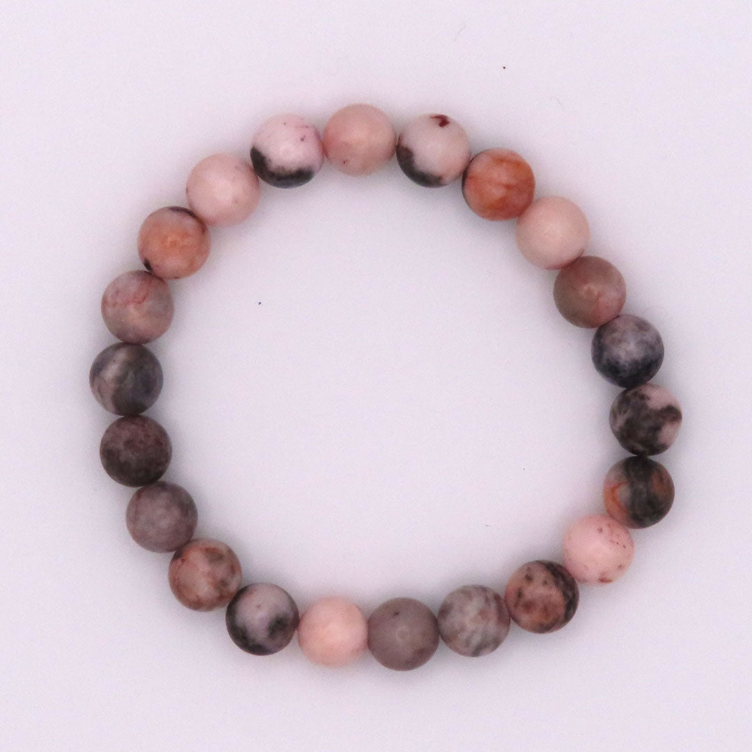 Pink Zebra Jasper Bracelet 8mm Beads