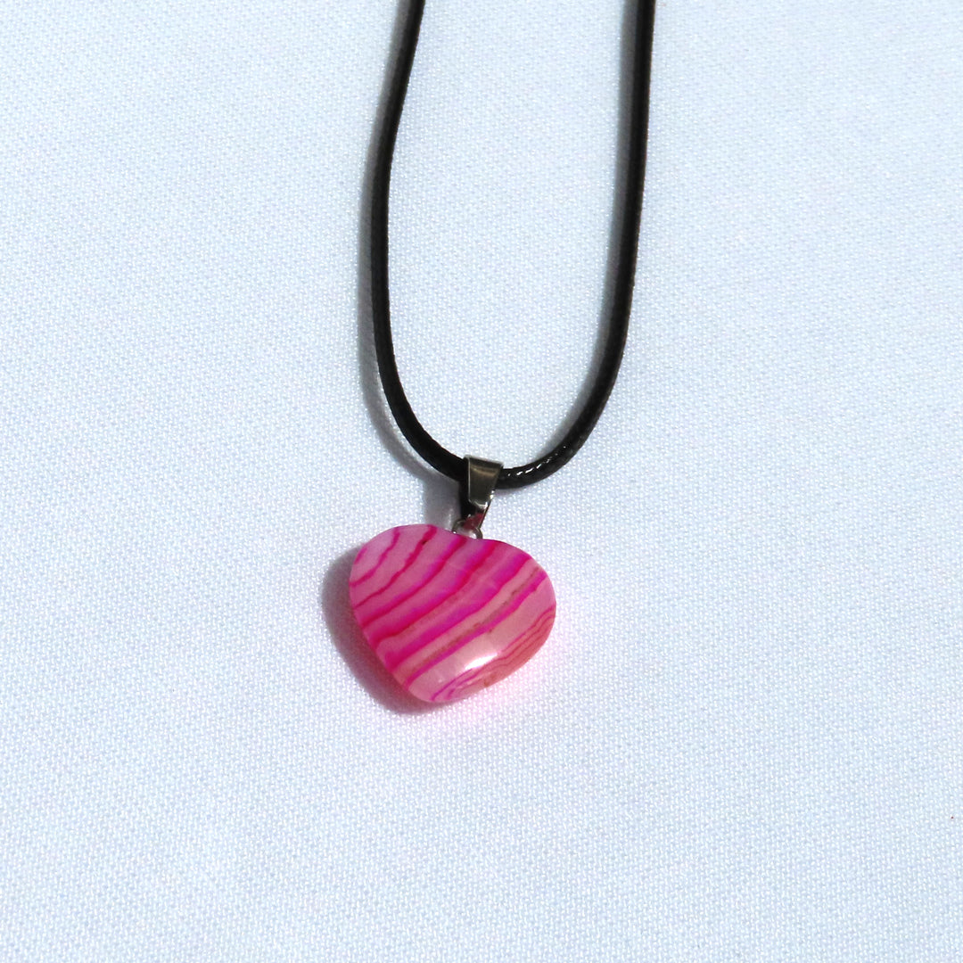 Pink Agate Heart Necklace