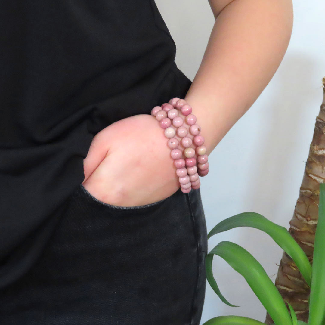 Rhodonite Bracelet 8mm Beads