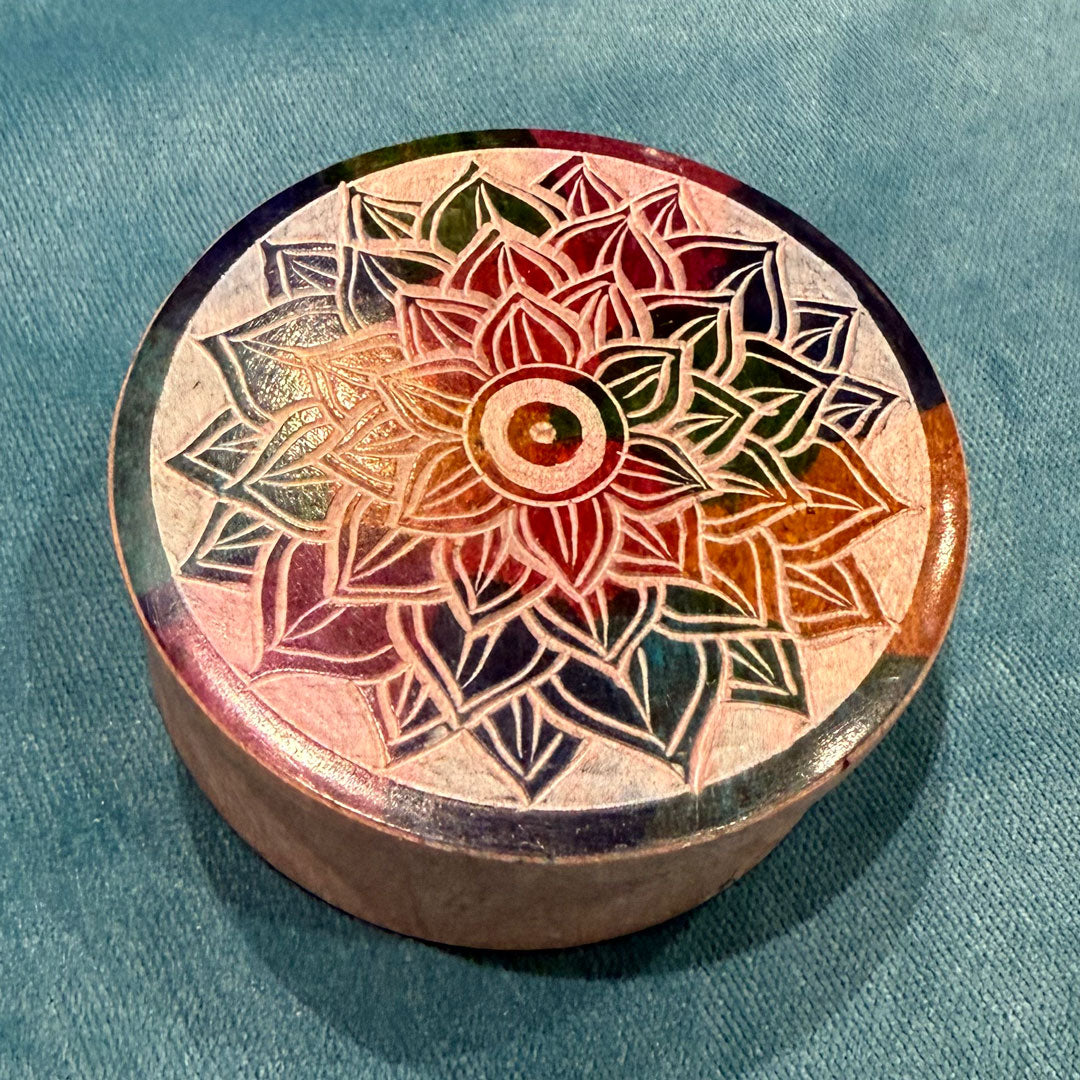 Mandala Soapstone Round Box