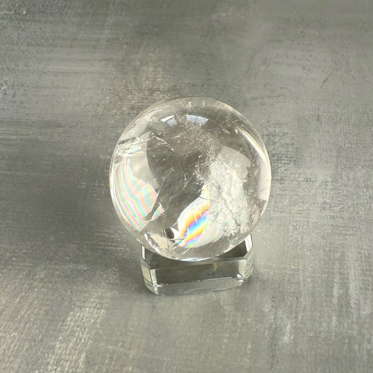 Small Clear Quartz Sphere with Rainbow Inclusions