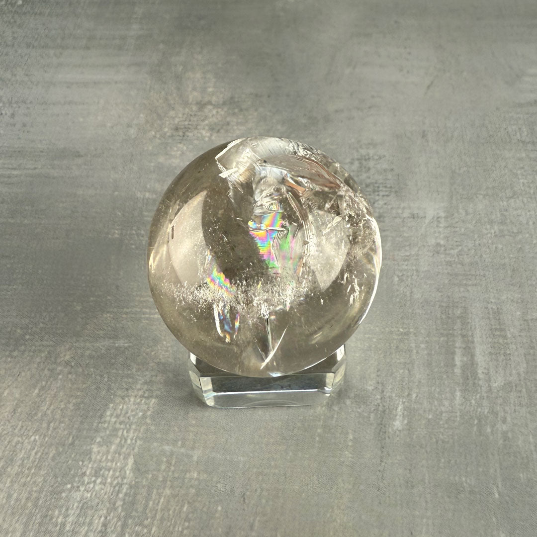 Small Clear Quartz Sphere with Rainbow Inclusions