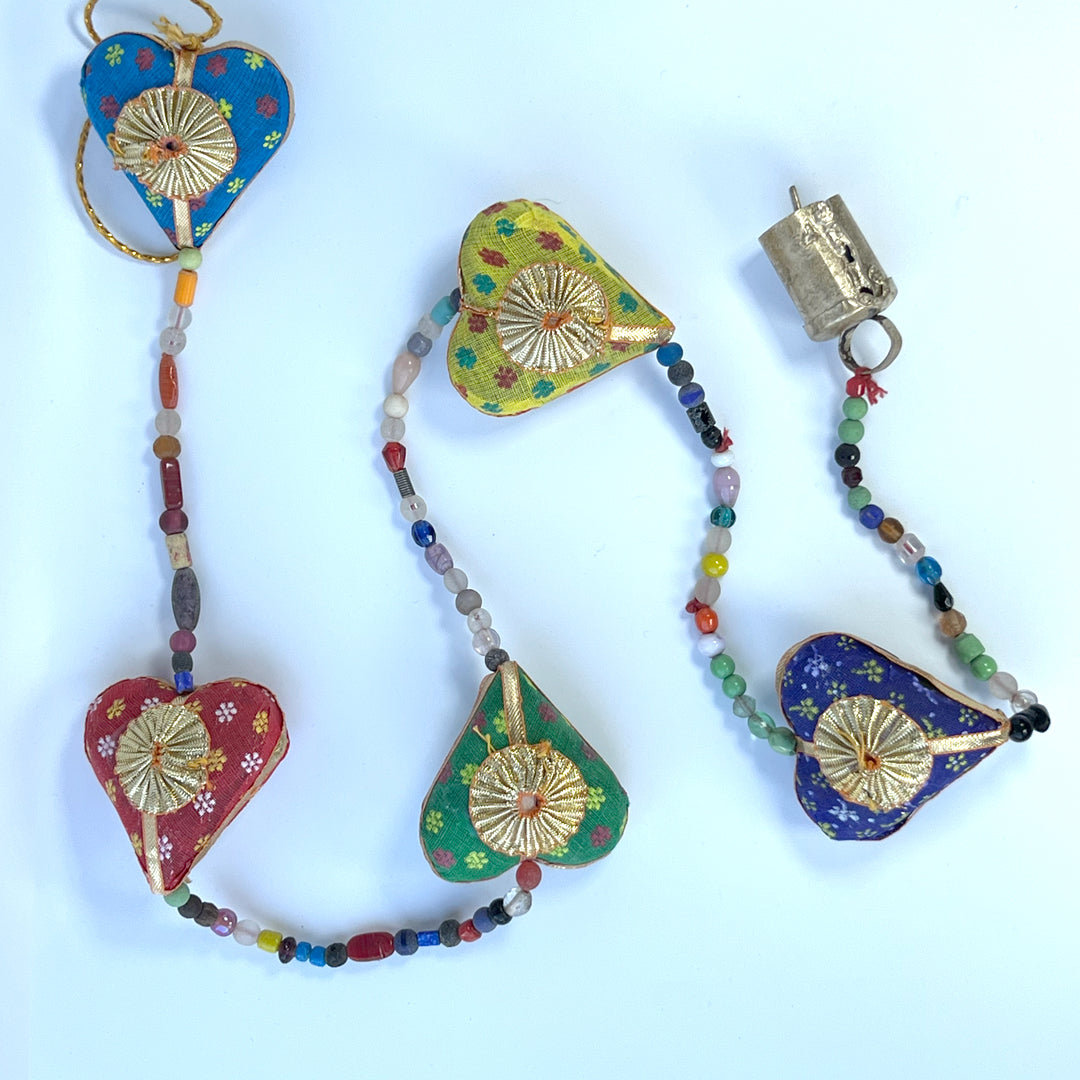 String of Colourful Fabric Hearts