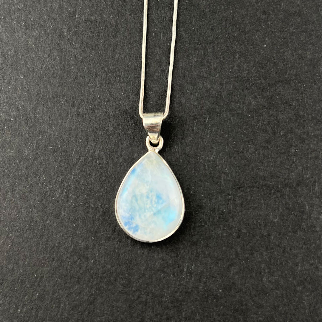 Handcrafted Blue Moonstone and Silver Necklace Pendant