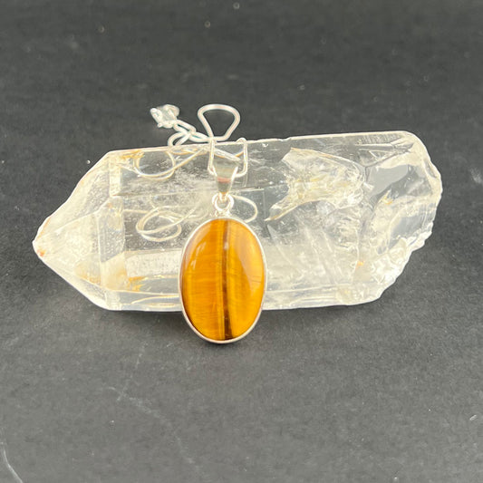 Tigers Eye and Sterling Silver Pendant