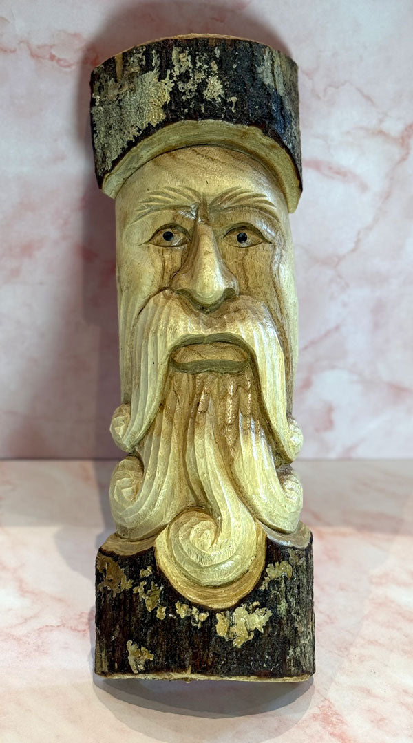 Wooden Green Man Carving - Natural Finish