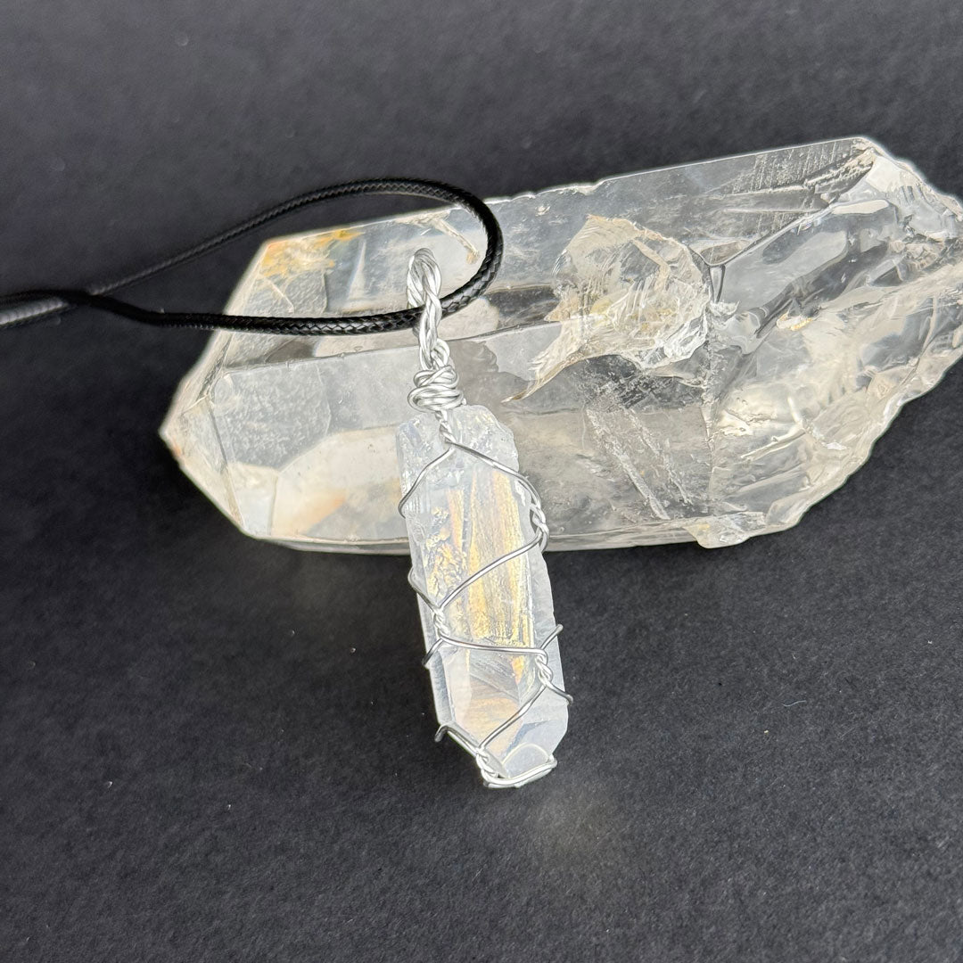 Wrapped Angel Aura Quartz Necklace