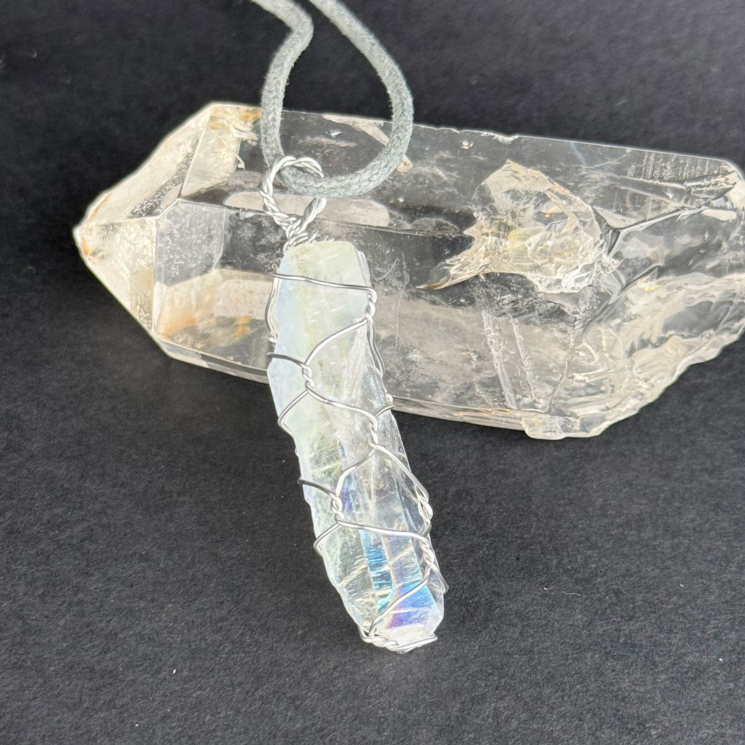 Wrapped Angel Aura Quartz Necklace