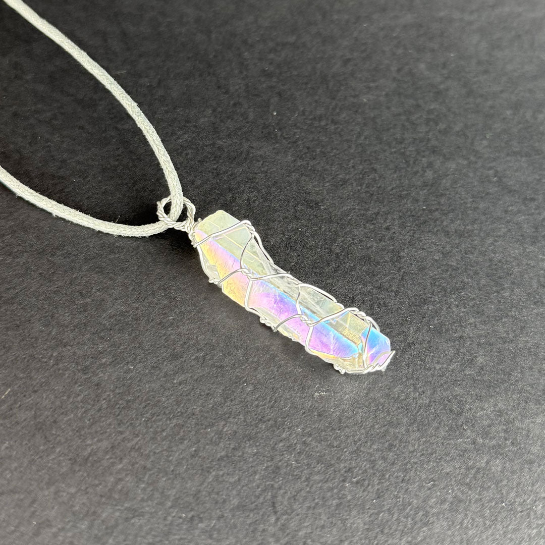 Wrapped Angel Aura Quartz Necklace