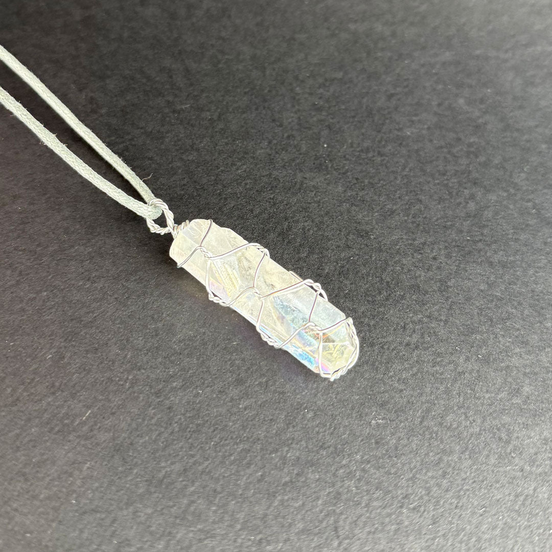 Wrapped Angel Aura Quartz Necklace