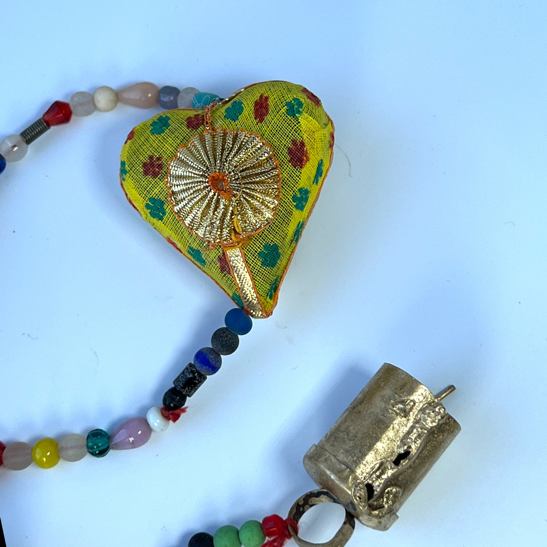 String of Colourful Fabric Hearts