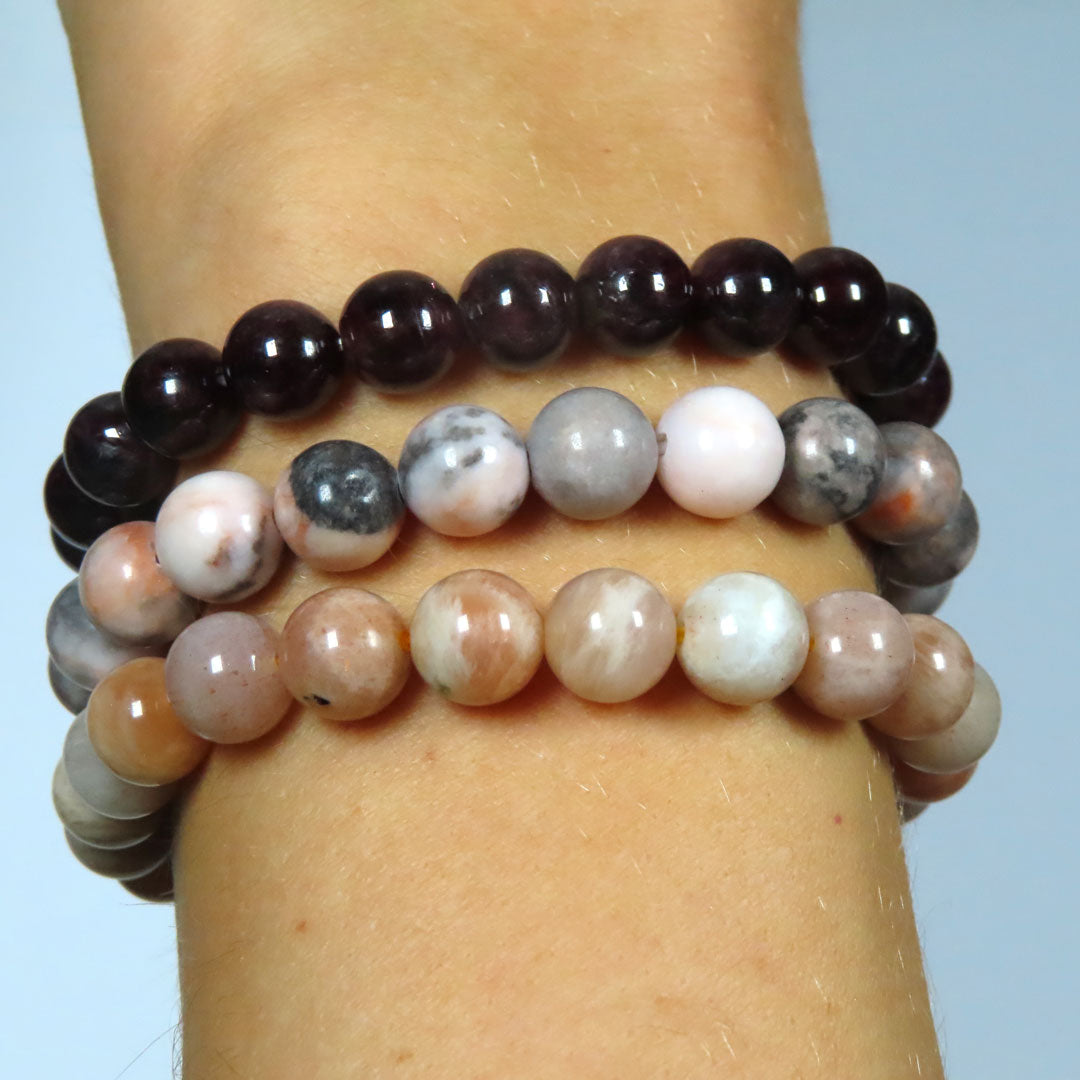 Peach Moonstone Bracelet 8mm Beads