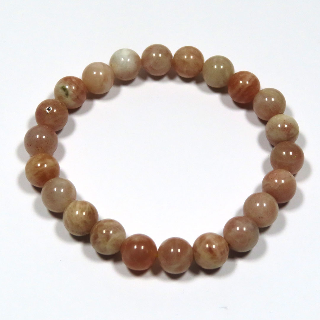 Peach Moonstone Bracelet 8mm Beads