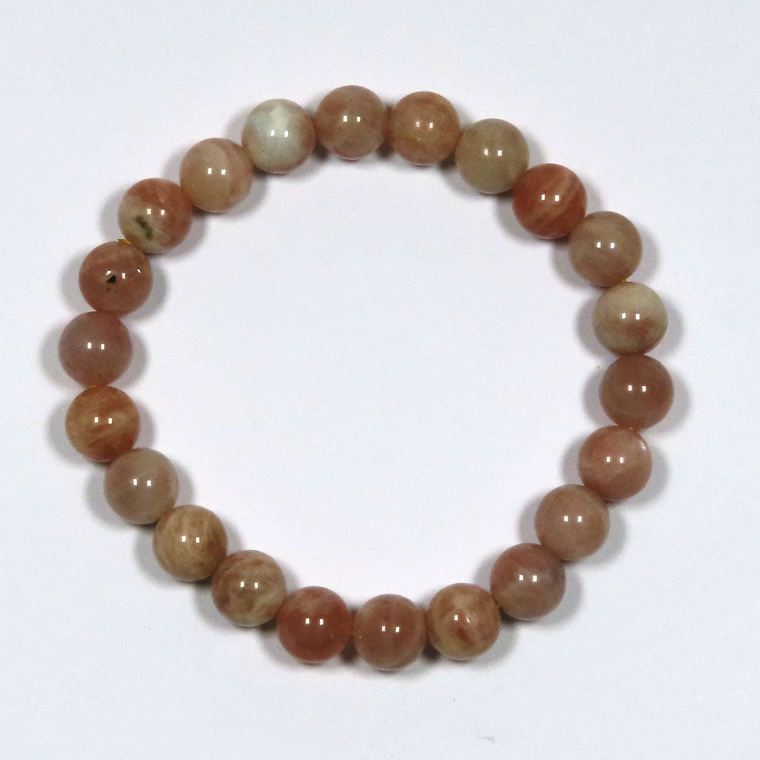 Peach Moonstone Bracelet 8mm Beads