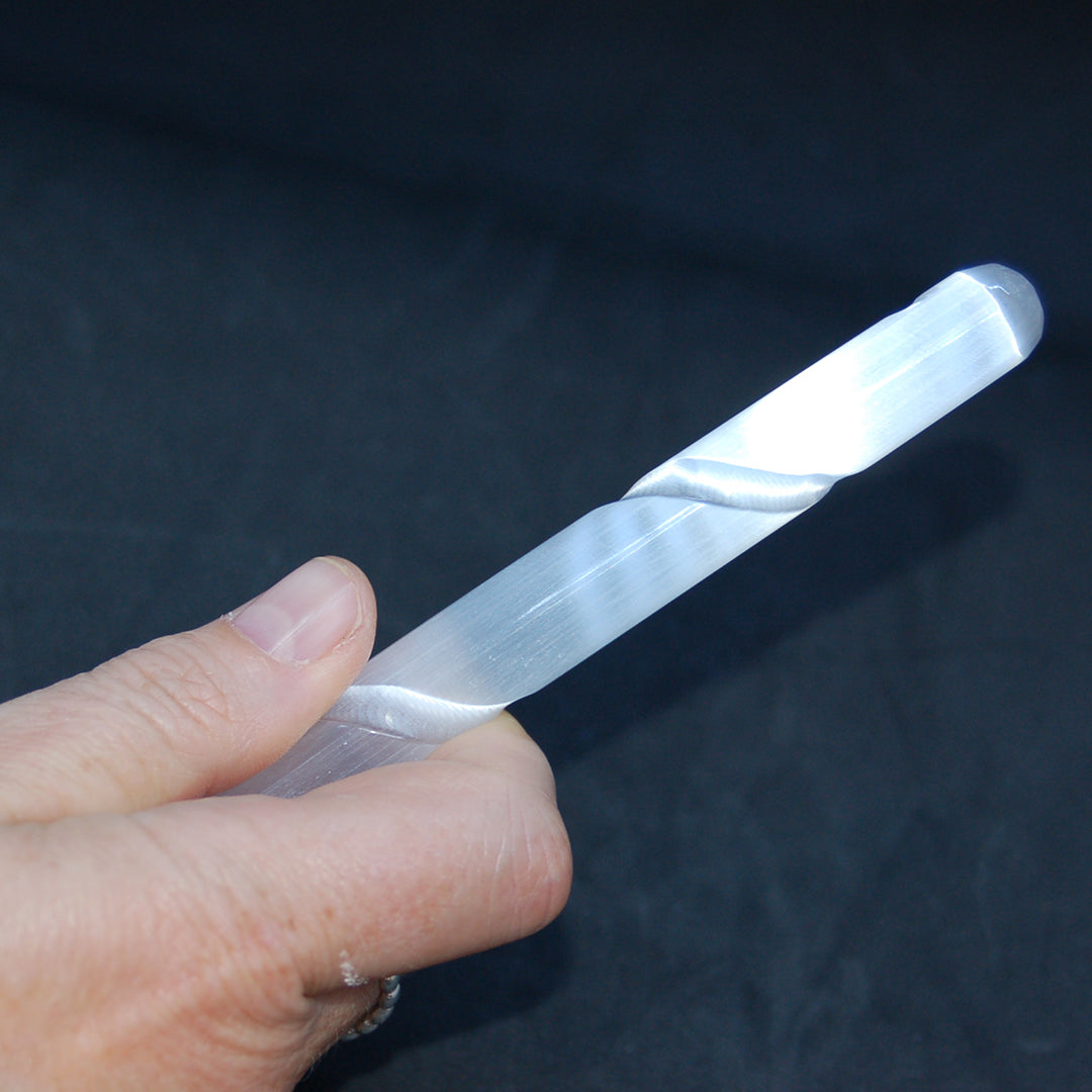 Selenite (Satin Spar) Spiral Wand
