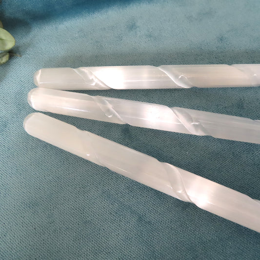 Selenite (Satin Spar) Spiral Wand