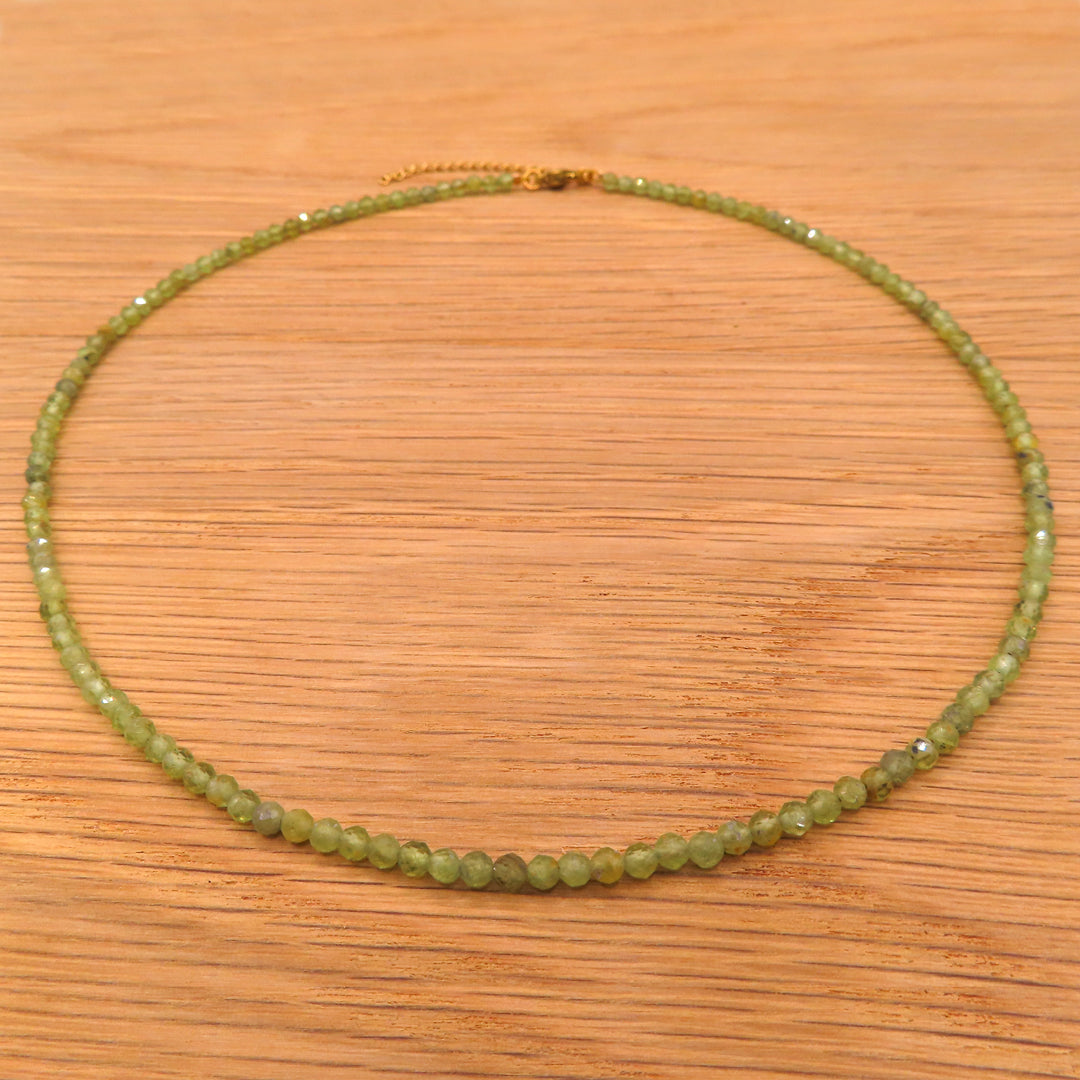 3mm Faceted Peridot Crystal Necklace