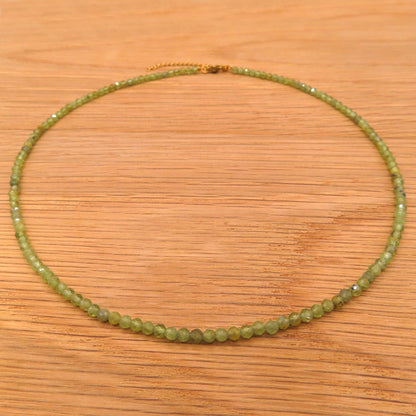 3mm Faceted Peridot Crystal Necklace