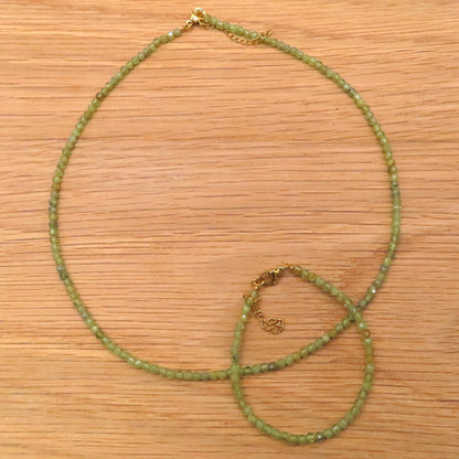 3mm Faceted Peridot Crystal Necklace