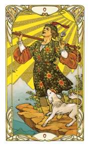 Golden Art Nouveau Tarot Mini Deck - Artwork by Giulia F. Massaglia