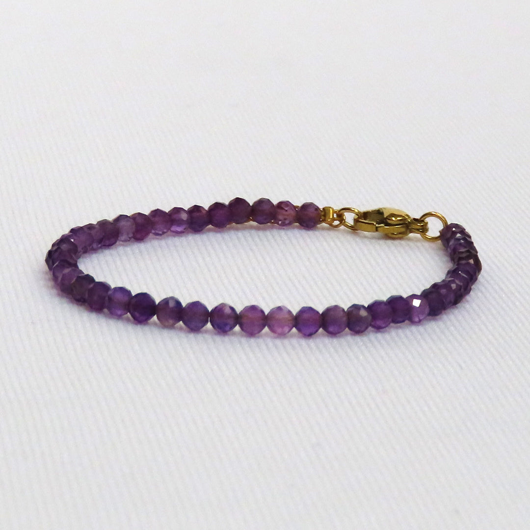 3mm Faceted Amethyst Crystal Bracelet