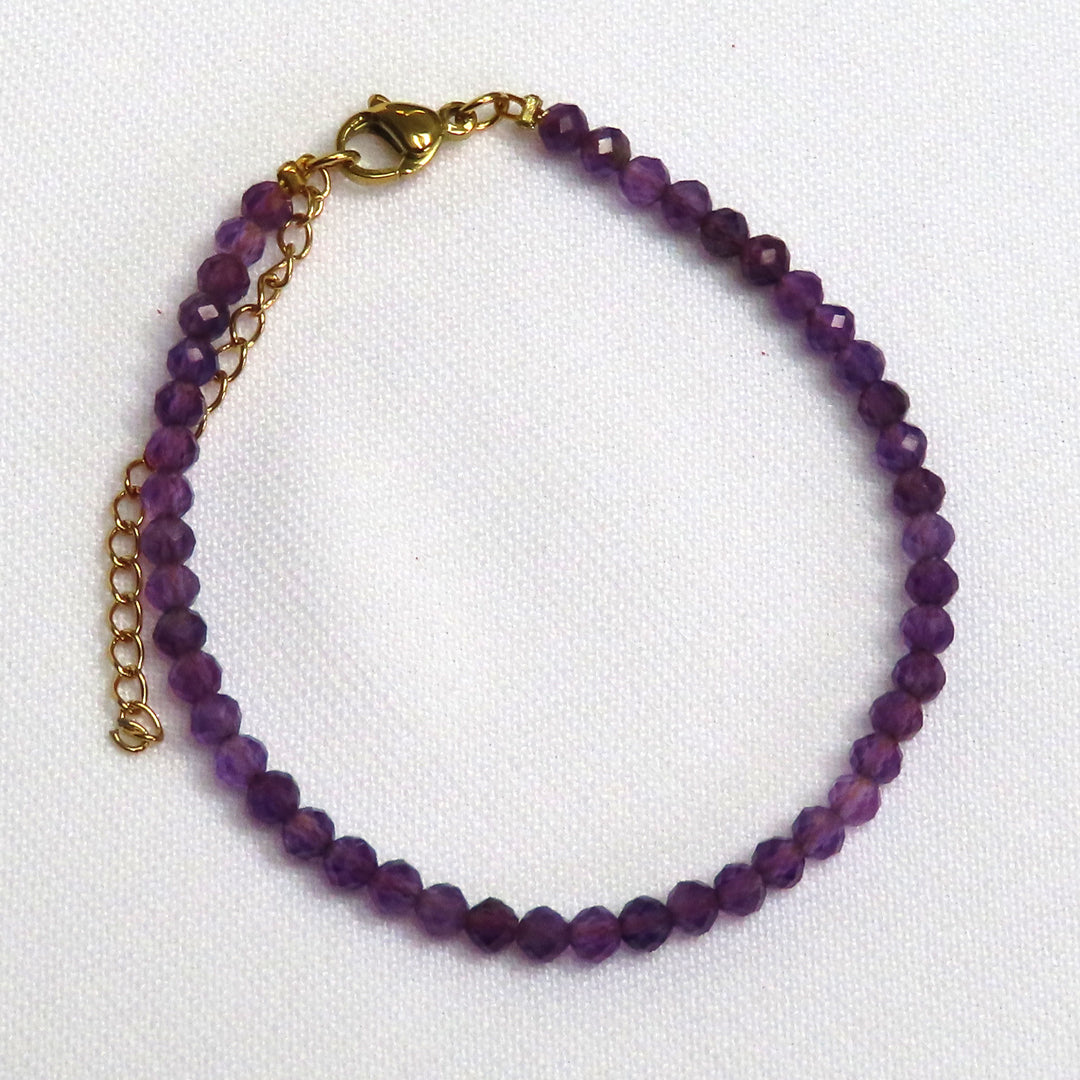 3mm Faceted Amethyst Crystal Bracelet