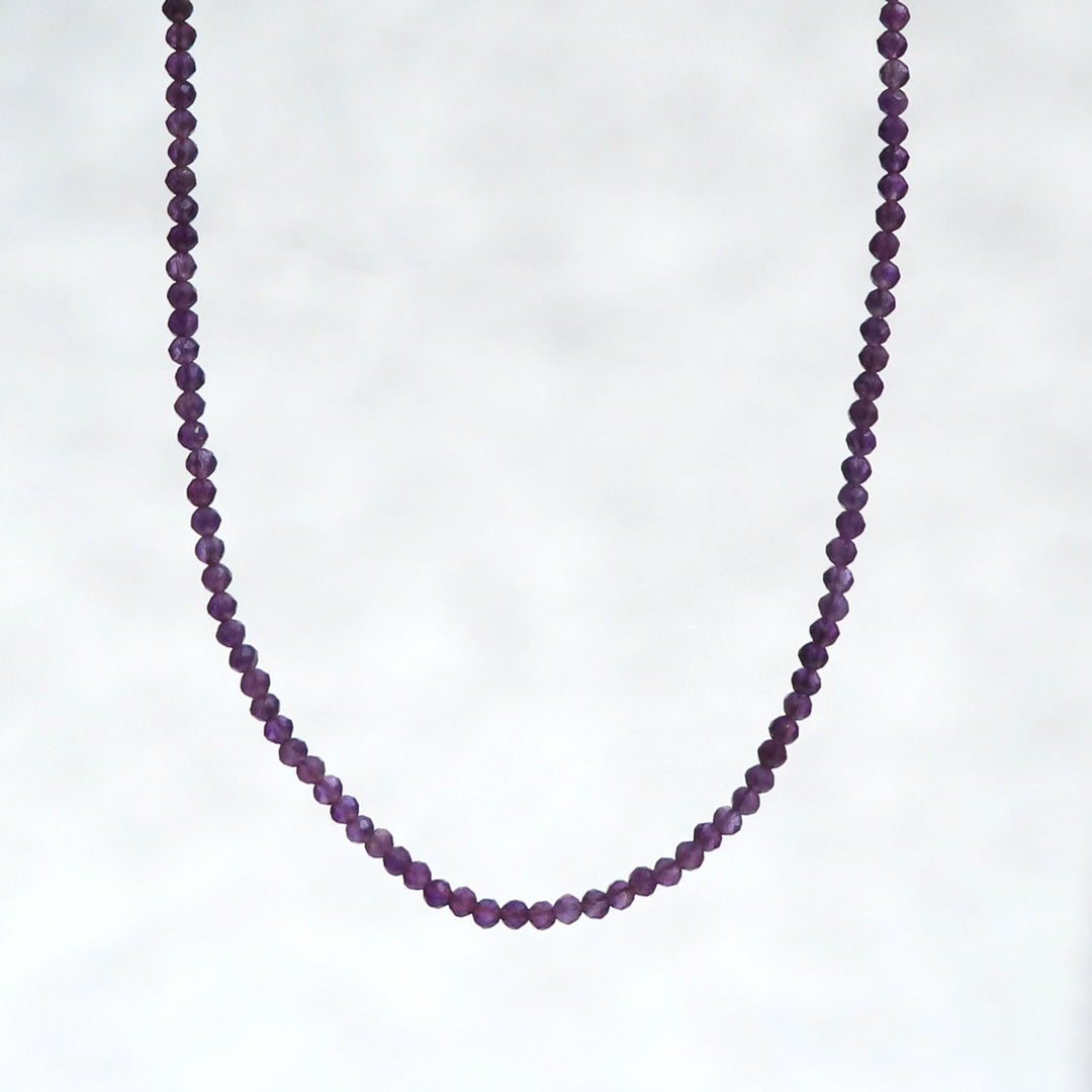 3mm Faceted Amethyst Crystal Necklace