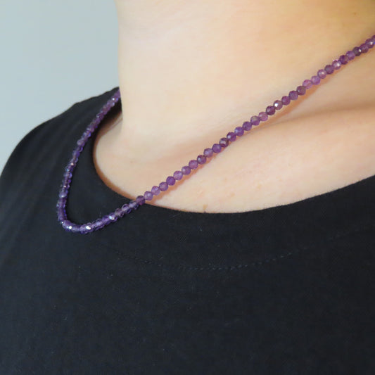 3mm Faceted Amethyst Crystal Necklace