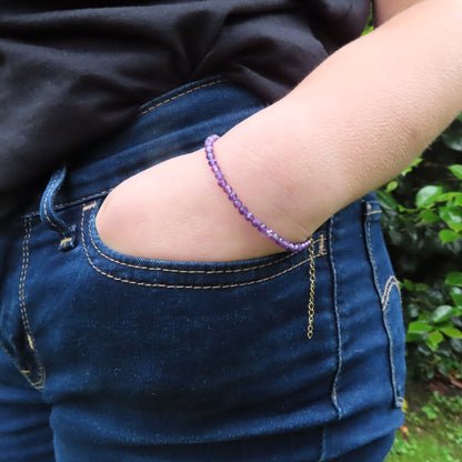 3mm Faceted Amethyst Crystal Bracelet