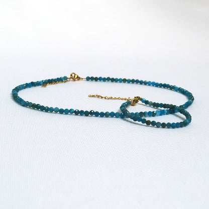 Apatite 3mm Necklace and Bracelet Set