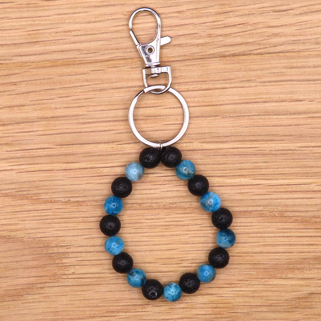 Apatite and Lava Stone Keyring